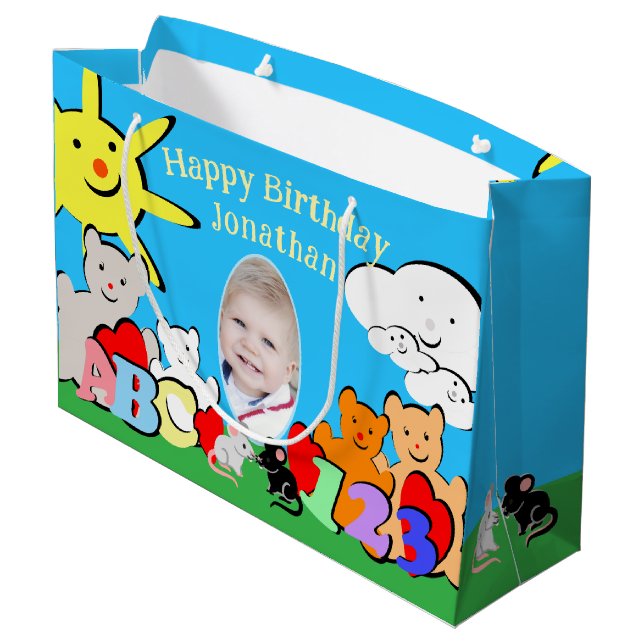 Grand Sac Cadeau Custom Fun Cute Animals Birthday (Dos Angle)