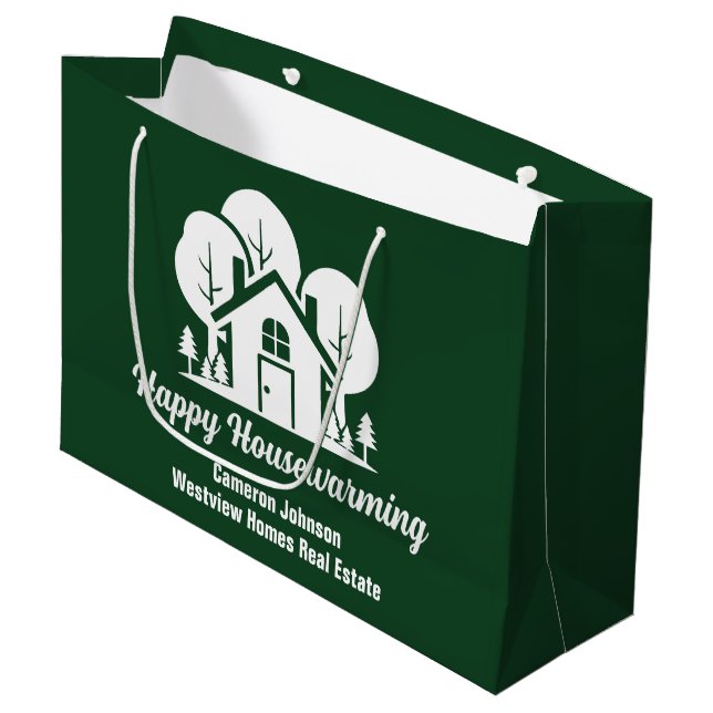Grand Sac Cadeau Custom Green Forest House Real Estate Company (Devant Angle)