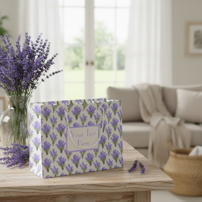 Grand Sac Cadeau Custom Large Paper Bag with Lavender Pattern (Créateur téléchargé)