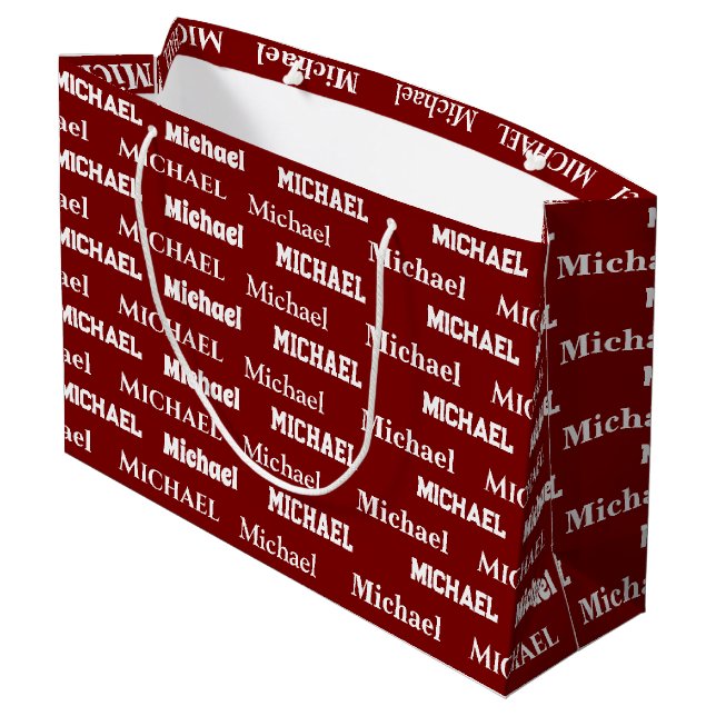 Grand Sac Cadeau Custom Name Red Personalized Boy Birthday (Dos Angle)