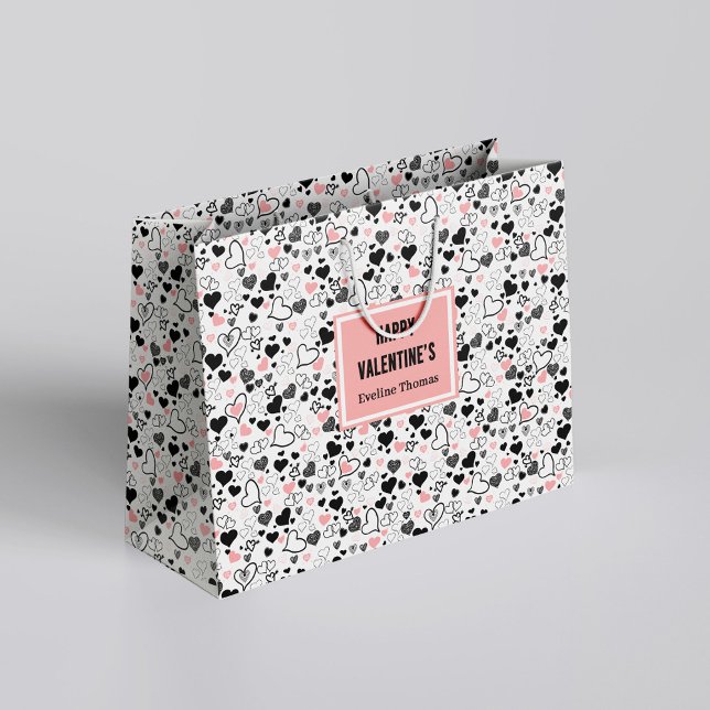 Grand Sac Cadeau Custom Name Wedding Heart Sketch Gift Wrapping Bag (Custom Name Wedding Heart Sketch Gift Wrapping Bag)