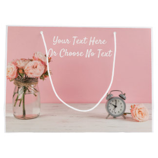 Grand Sac Cadeau CustomText Rustique Shabby Chic Romantique Rose Fl