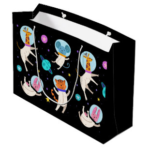Grand Sac Cadeau Cute astronaute Animaux flottant dans l'espace