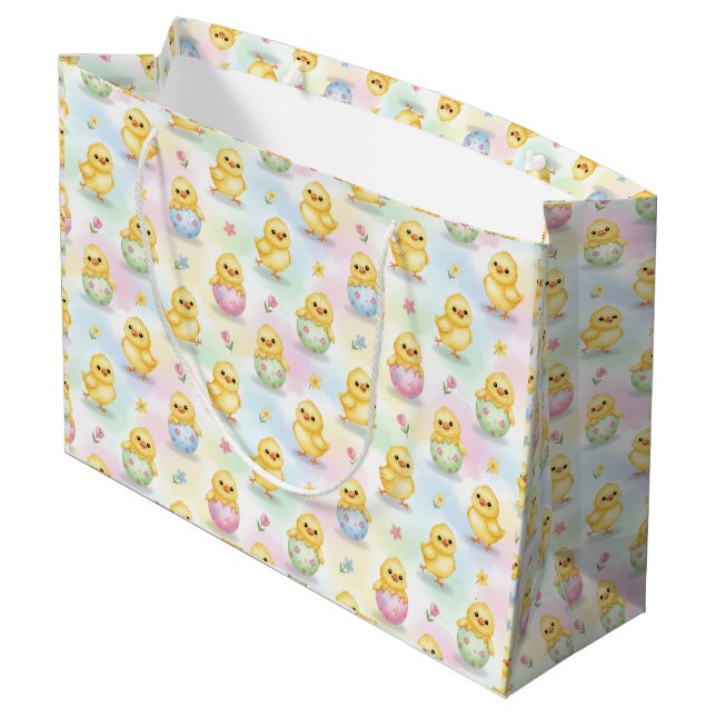 Grand Sac Cadeau Cute Baby Chick Watercolor Easter (Dos Angle)