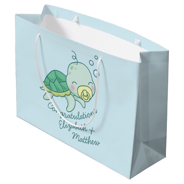 Grand Sac Cadeau Cute Baby shower de tortue de mer Kawaii (Dos Angle)