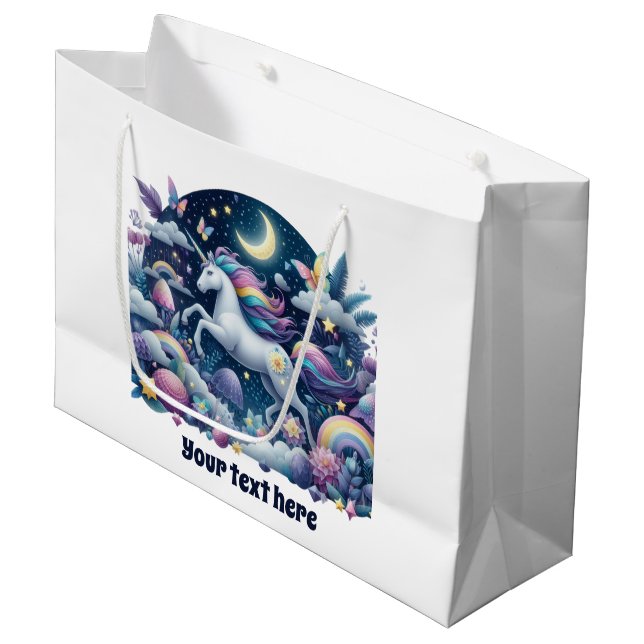 Grand Sac Cadeau Cute baby shower unicorn personnalisable (Devant Angle)