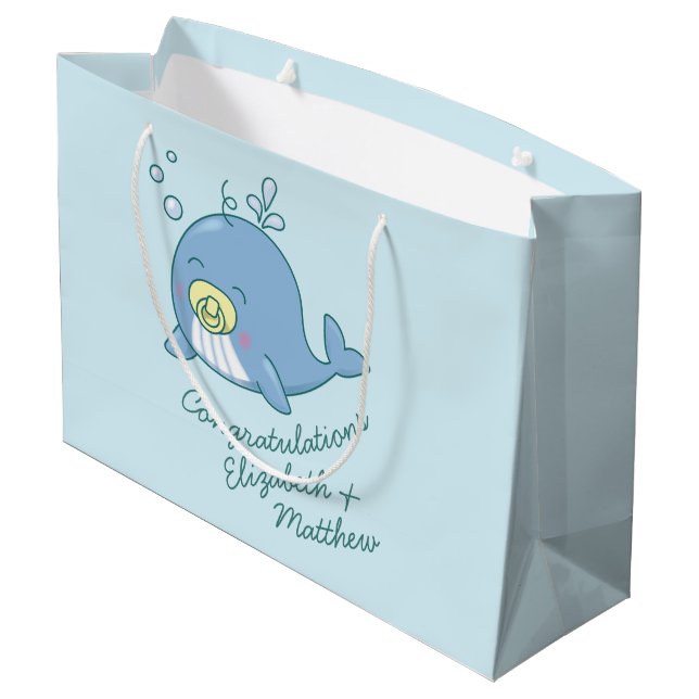 Grand Sac Cadeau Cute baleine Baby shower Kawaii (Dos Angle)