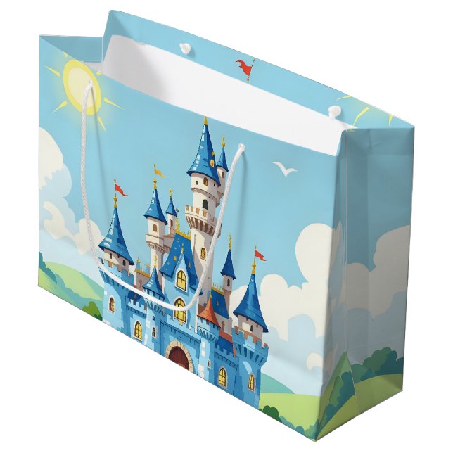 Grand Sac Cadeau Cute blue and white castle (Devant Angle)