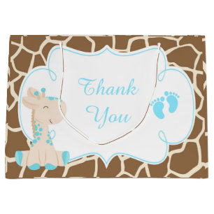 Grand Sac Cadeau Cute Boy Giraffes Baby shower Merci