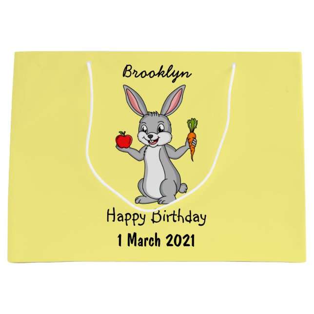Grand Sac Cadeau Cute bunny rabbit with vegetables (Devant)