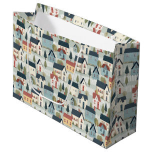 Grand Sac Cadeau Cute carrelé cottage noyau Maison de chauffage fêt