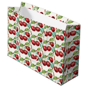 Grand Sac Cadeau Cute Cherry Vintage Motif à thème