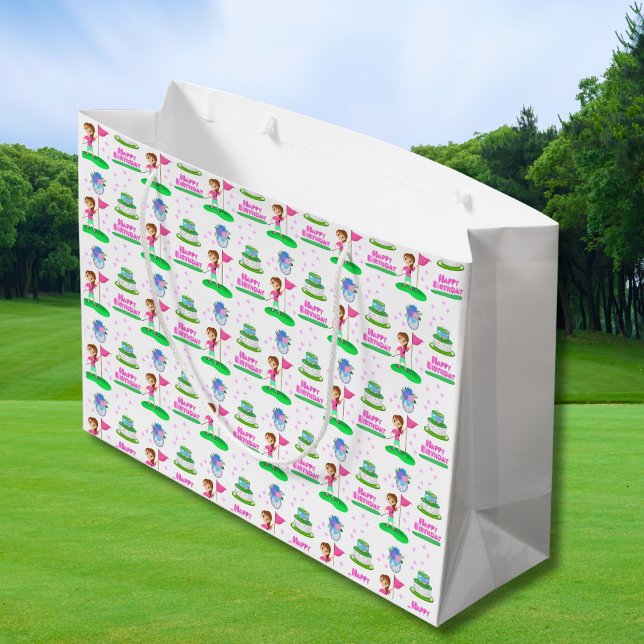 Grand Sac Cadeau Cute Chibi Girl Anniversaire Golfing Thématique An (Créateur téléchargé)