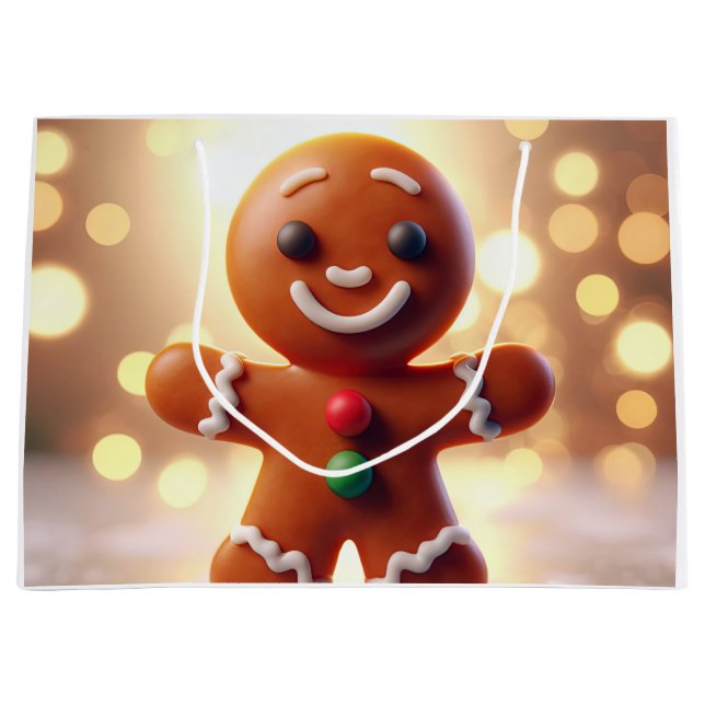Grand Sac Cadeau Cute gingerbread man cookie (Devant)