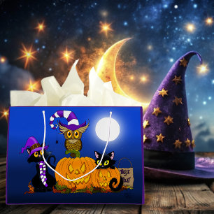 Grand Sac Cadeau Cute Halloween Chats et hibou