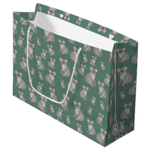 Grand Sac Cadeau Cute Koala Eucalyptus Motif vert