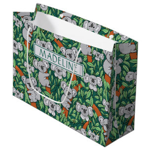 Grand Sac Cadeau Cute Koala Motif Personnalisé Hunter Green
