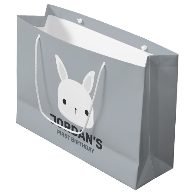 Grand Sac Cadeau Cute Little Bunny Rabbit with Personalized (Devant Angle)
