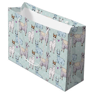 Grand Sac Cadeau Cute Llama Motif Pois