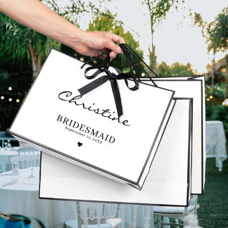 Grand Sac Cadeau Cute Mariage Bridesmaid Merci noir et blanc