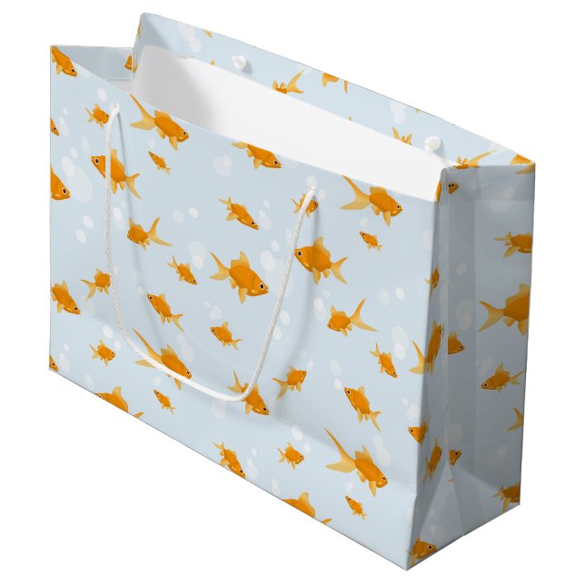 Grand Sac Cadeau Cute poisson d'or nager dans l'eau (Devant Angle)