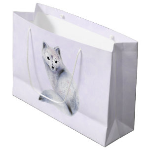 Grand Sac Cadeau Cute renard nordique avec marques florales