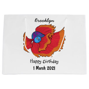 Grand Sac Cadeau Cute Siamese combat poisson betta dessin