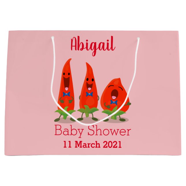 Grand Sac Cadeau Cute singing chilli peppers cartoon illustration (Devant)