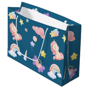 Grand Sac Cadeau Cute Unicorn Rainbow motif de ballon coeur étoile