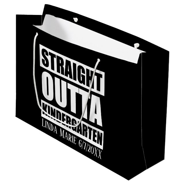 Grand Sac Cadeau Cute unisex Kindergarten Graduate ajouter nom date (Devant Angle)