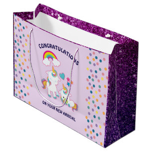 Grand Sac Cadeau Cute White Unicorns Magique Mama & Baby Félicats