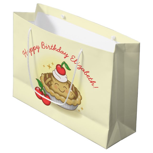 Grand Sac Cadeau Cutie Pie Anniversaire Fête Enfants Cherry (Devant Angle)
