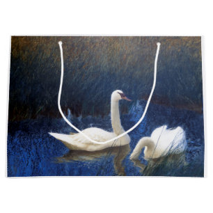 Grand Sac Cadeau Cygnes en roseaux, Bruno Liljefors