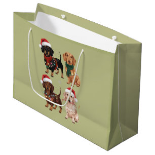 Grand Sac Cadeau Dachshund Christmas Chien Maman Lover Noël Cadeau
