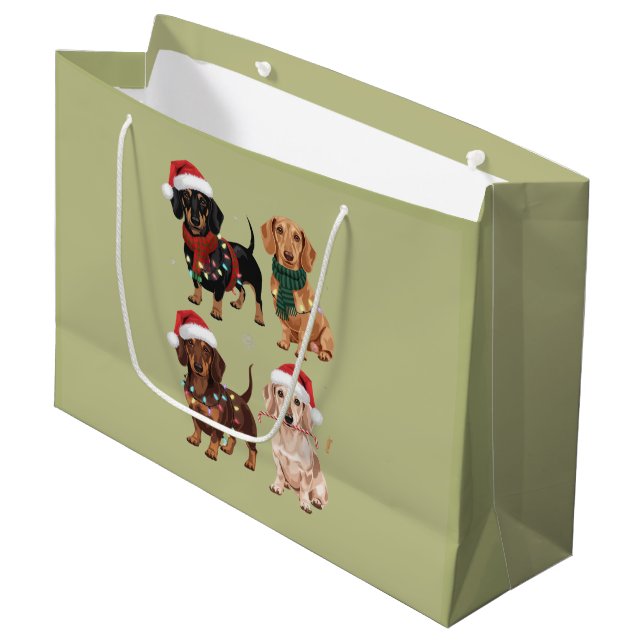 Grand Sac Cadeau Dachshund Christmas Chien Maman Lover Noël Cadeau (Devant Angle)