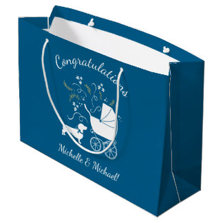 Grand Sac Cadeau Dachshund Wiener Chien Baby shower Blue Boy