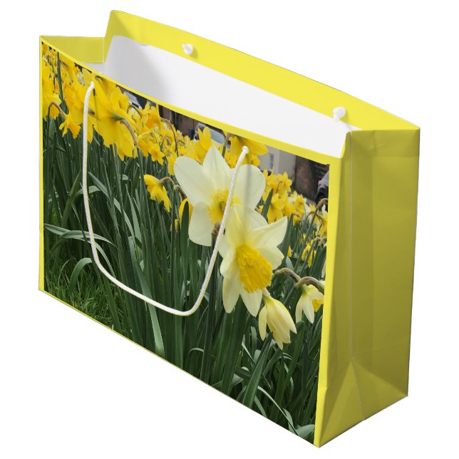 Grand Sac Cadeau Daffodique de printemps grand (Devant Angle)