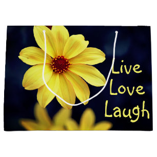 Grand Sac Cadeau Dahlia jaune élégant Fleur Citation Inspirante