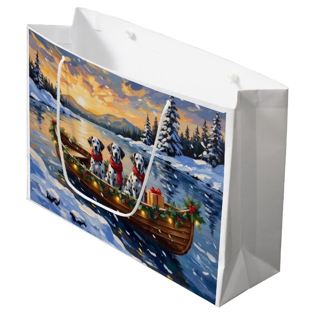 Grand Sac Cadeau Dalmatian Christmas Boat Holiday (Devant Angle)