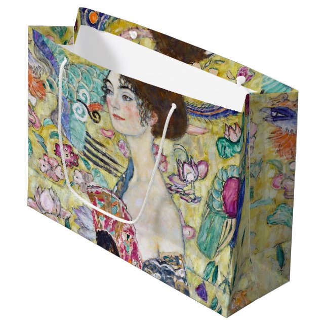 Grand Sac Cadeau Dame avec un ventilateur, Gustav Klimt (Devant Angle)