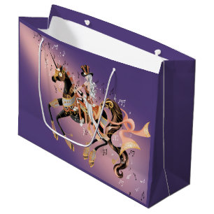 Grand Sac Cadeau Dame de Steampunk à cheval mécanique