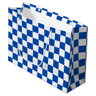 Grand Sac Cadeau Damier bleu de cobalt classique