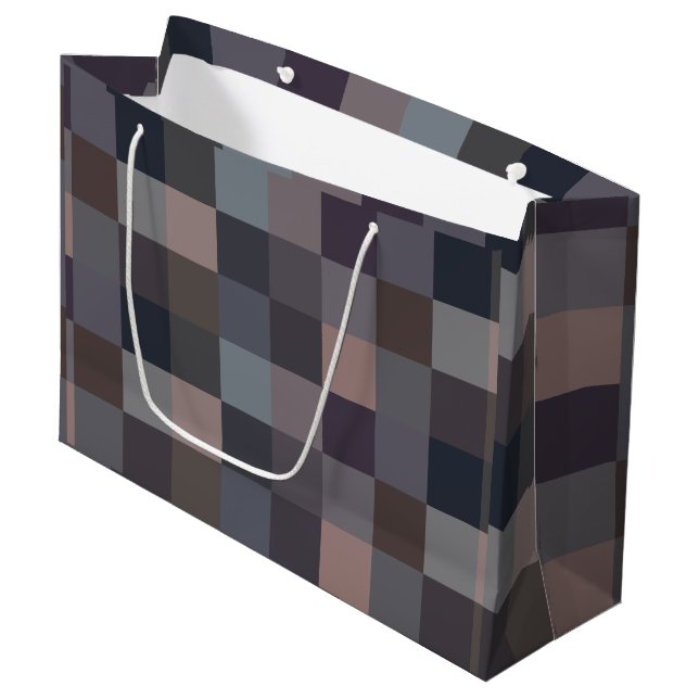 Grand Sac Cadeau Damier de couleur grise (Devant Angle)