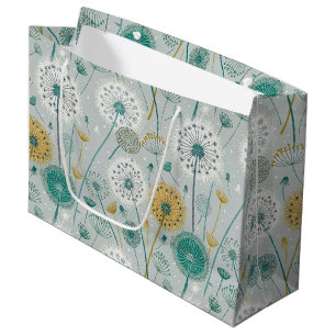 Grand Sac Cadeau Dandelion Whimsical - Jaune, Blanc & Turquoise