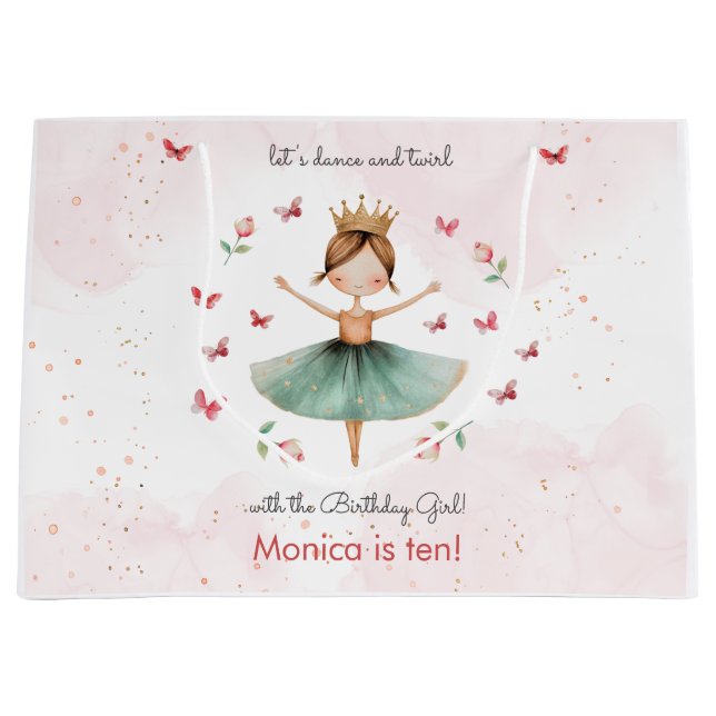 Grand Sac Cadeau Danse et tournoi mignon ballerine ballet enfant an (Devant)