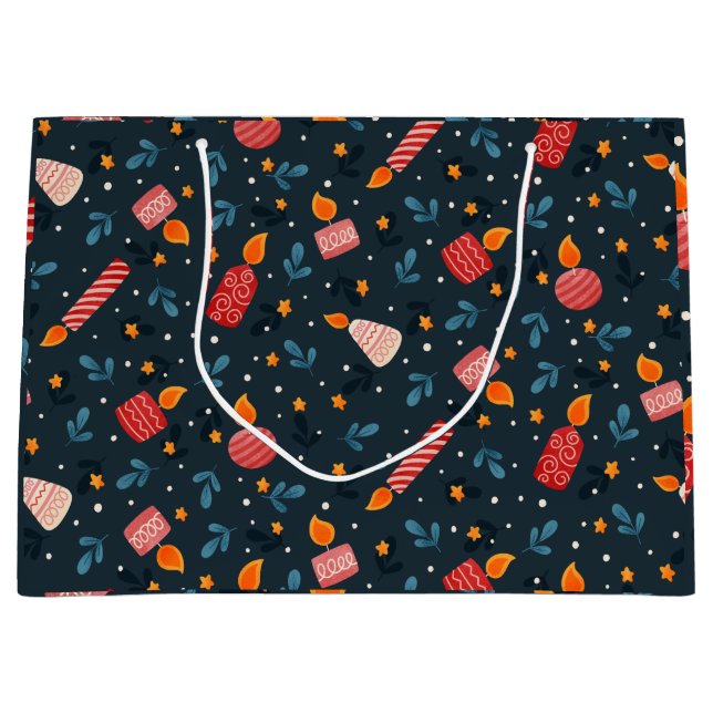 Grand Sac Cadeau Dark Festive Mixed Candles Holiday Gift Bag  (Devant)