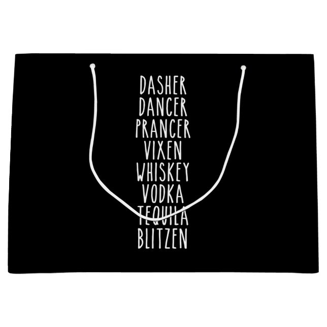 Grand Sac Cadeau Dasher Dancer Prancer Vixen Whiskey Vodka (Devant)