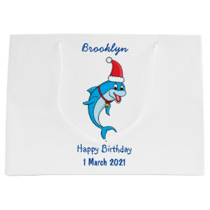 Grand Sac Cadeau Dauphin mignon avec dessin animé du chapeau du Pèr