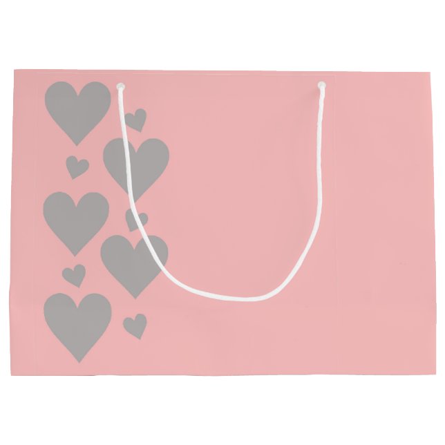 Grand sac cadeau de Coeurs rose et gris (Dos)