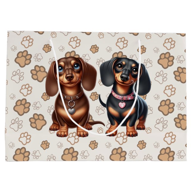 Grand Sac Cadeau De mignons amis dachshund (Dos)